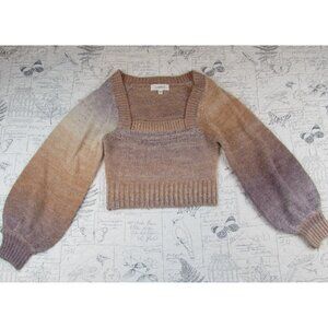 L*Space Paige Balloon sleeve square neck crop sweater size SM